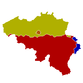 Carte représentant les communautés linguistiques de Belgique