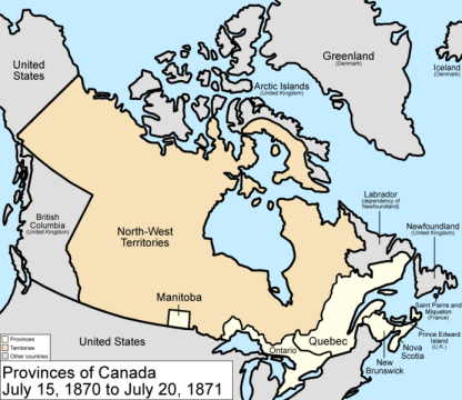Carte représentant le Manitoba en 1870