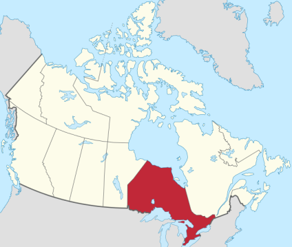Carte représentant l'Ontario