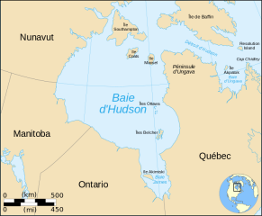 Carte représentant la Baie d'Hudson