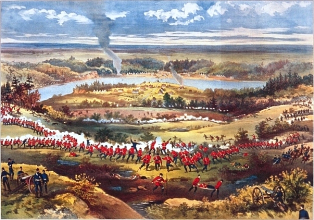 Peinture représentant la prise de Batoche