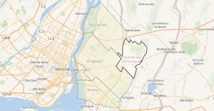 Position de Saint-Bruno-de-Montarville par rapport à l'île de Montréal