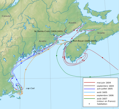 Carte présentant l'Acadie